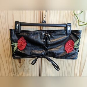 Rose faux leather waist cincher